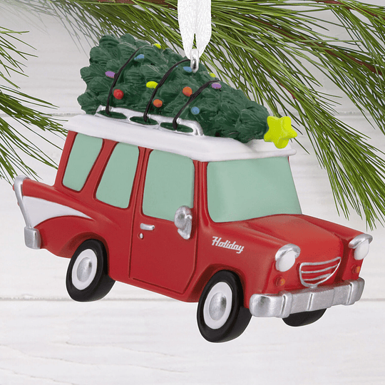 Hallmark Ornament I Red Car With Tree