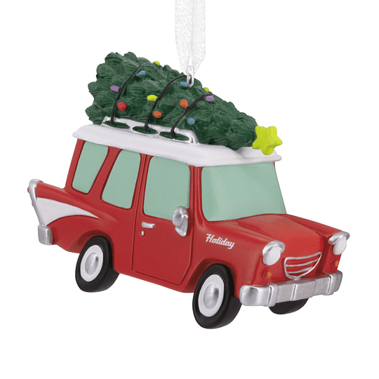 Hallmark Ornament I Red Car With Tree