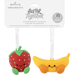 Hallmark Ornaments I Better Together Strawberry and Banana Magnetic, Set of 2