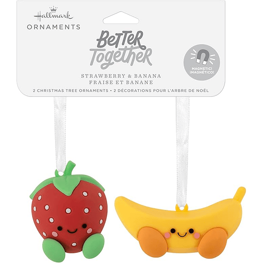 Hallmark Ornaments I Better Together Strawberry and Banana Magnetic, Set of 2