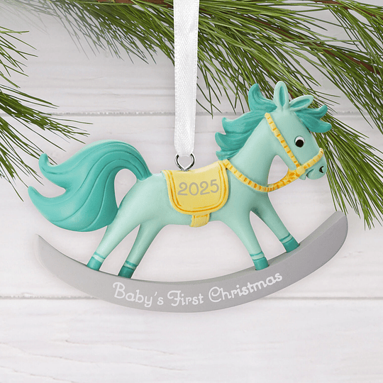 Hallmark Ornament I Baby Boy's First Christmas Rocking Horse 2025