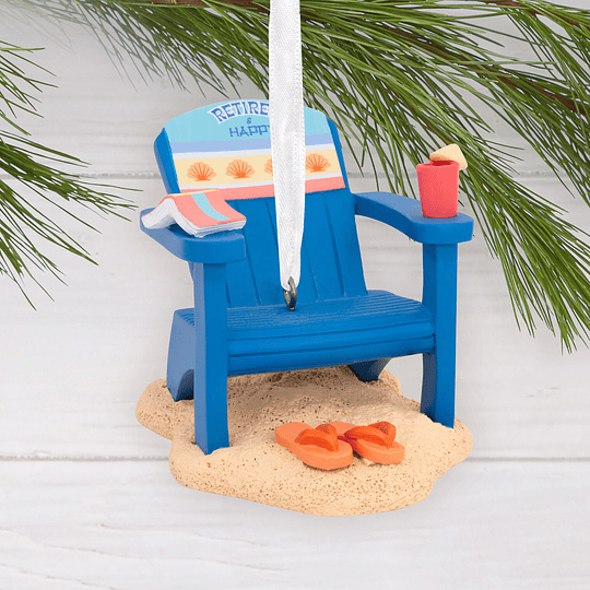 Hallmark Ornament I Retired and Happy Beach Chair