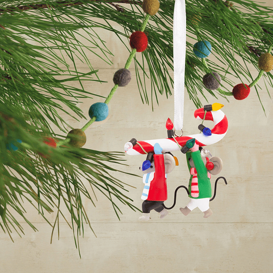 Hallmark Ornament I Mice Carrying Candy Cane