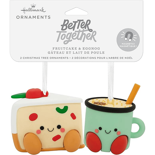 Hallmark Ornaments I Better Together Fruitcake & Eggnog Magnetic, Set of 2