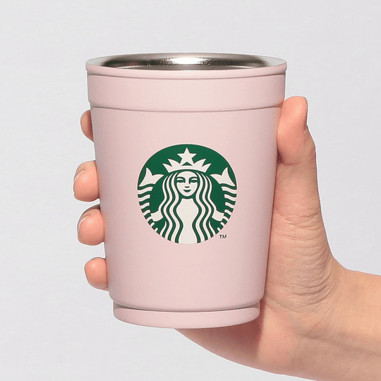 Preventa Starbucks | Sakura 2026 | 2-Way Stainless Steel Cup/Holder, Matte Pink, 355ml