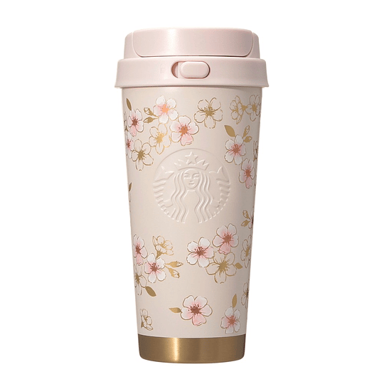 Preventa Starbucks | Sakura 2026 | Stainless Steel TO GO-Bottle Pink Beige & Gold 473ml