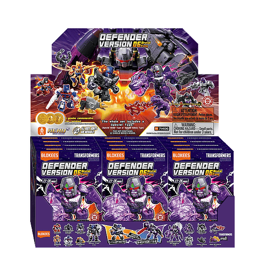 Blokees Figures | Transformers Defender Version 06 Brutal Fang | Caja 12 Figuras Al azar