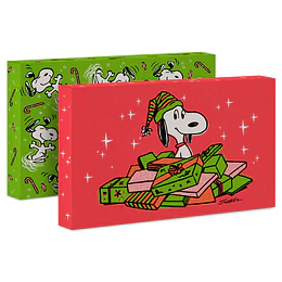 Hallmark Peanuts 4-Pack Medium Christmas Gift Boxes (Red and Green)
