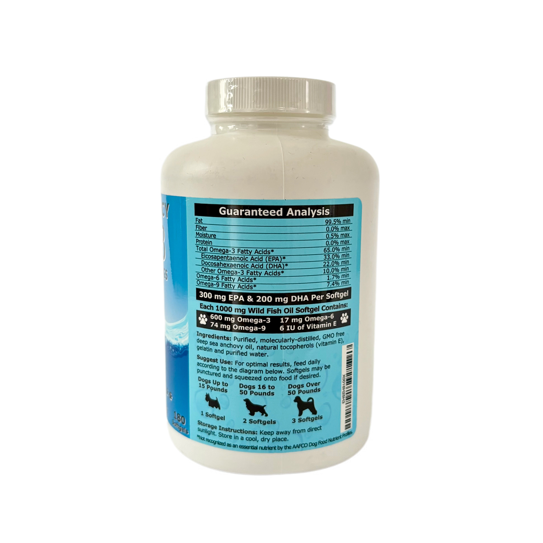 Omega 3 de alta potencia con vitamina E para perros, 180 cápsulas 2