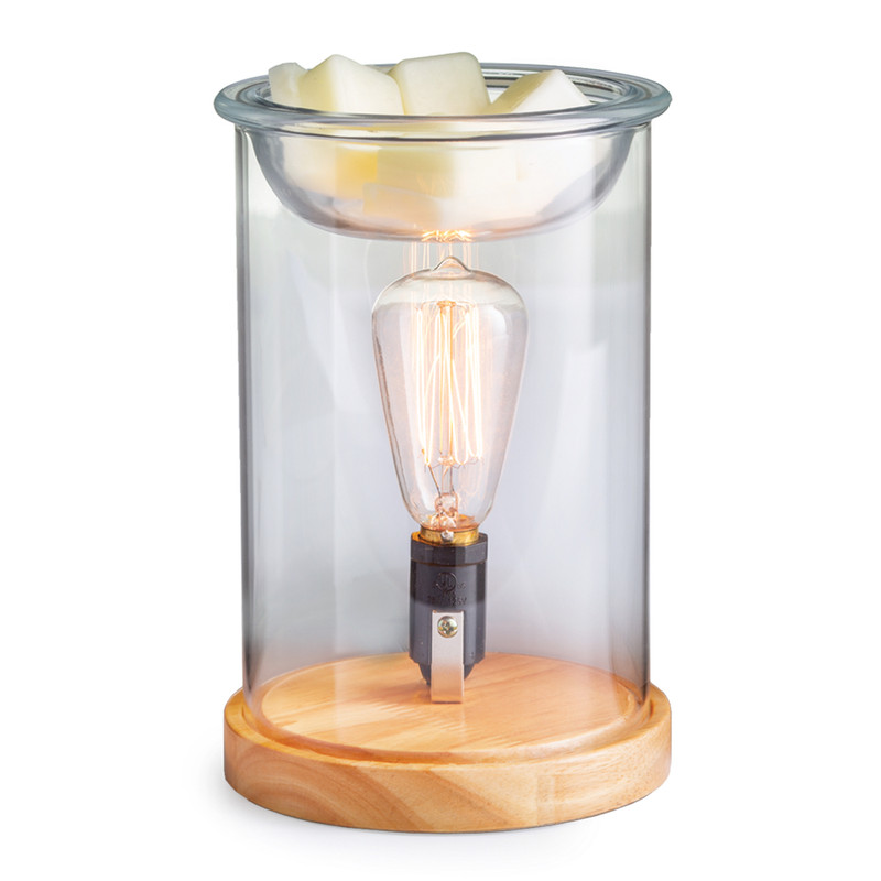 Lámpara y Calentador de Cera Aromática Vidrio y Madera Edison
