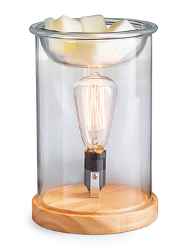 Lámpara y Calentador de Cera Aromática Vidrio y Madera Edison