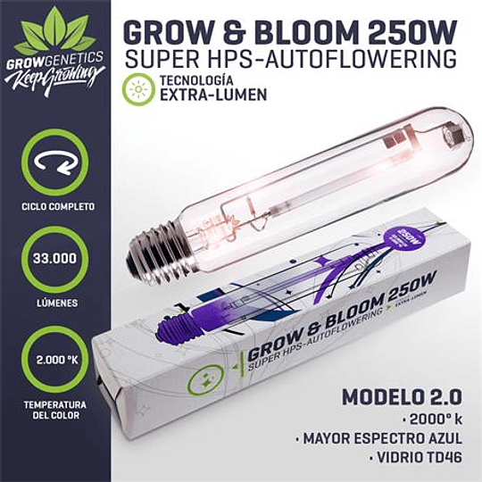 Ampolleta Grow y Bloom 250w Grow Genetics 