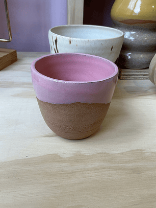 Taza cerámica gres rosada 