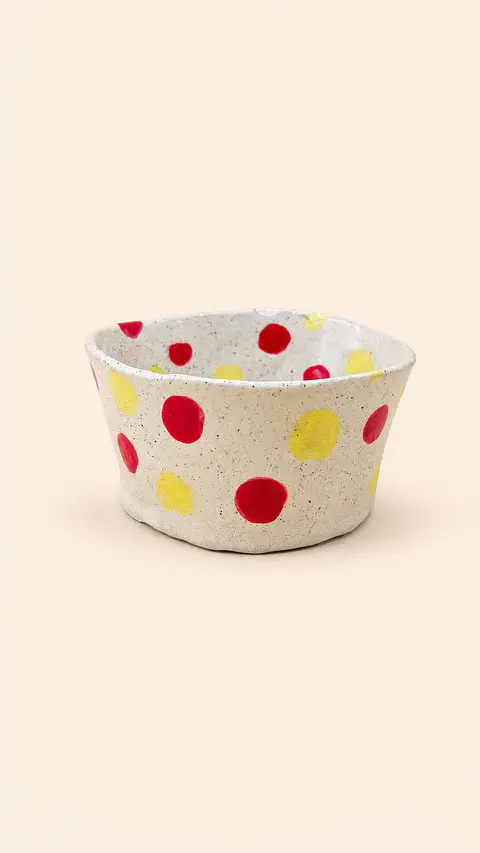 Bowl de Gres — Lunares Rojo y Amarillo