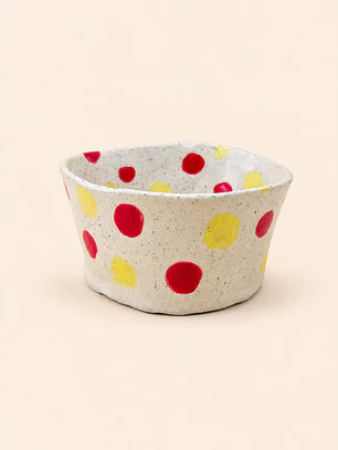 Bowl de Gres — Lunares Rojo y Amarillo