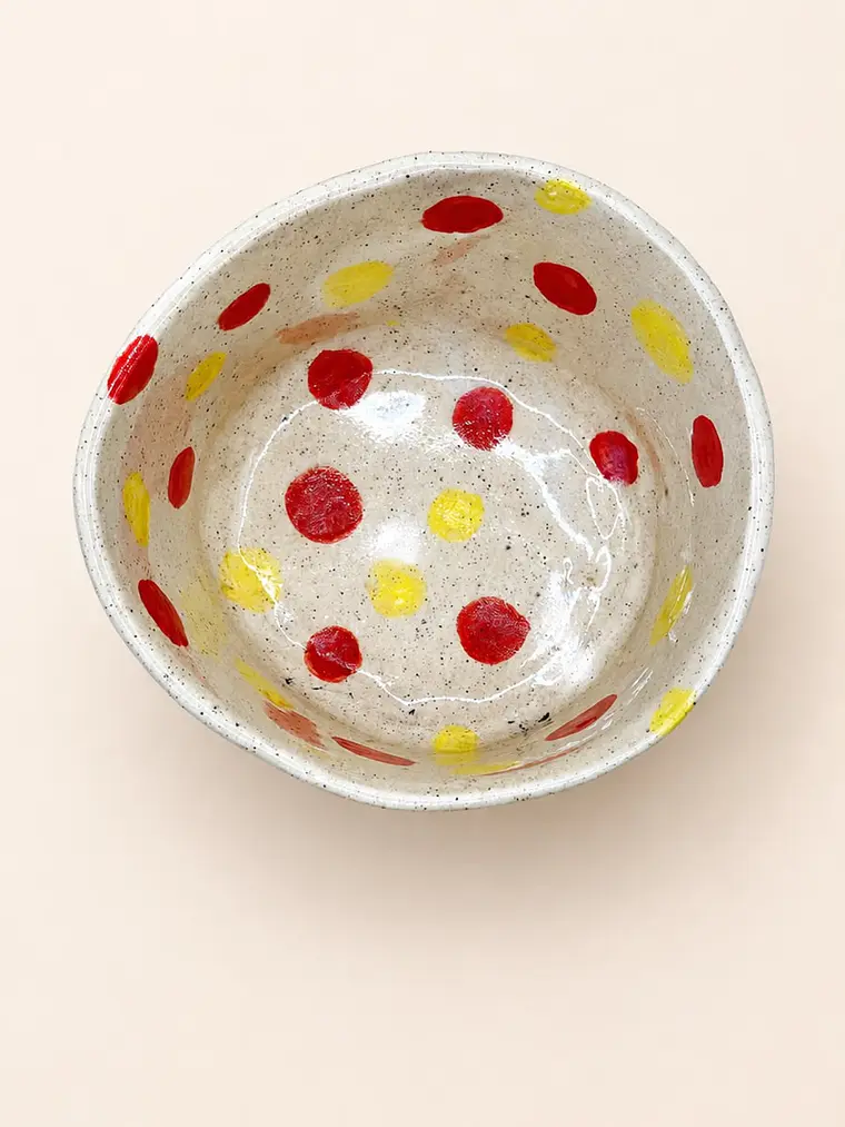 Bowl de Gres — Lunares Rojo y Amarillo 2