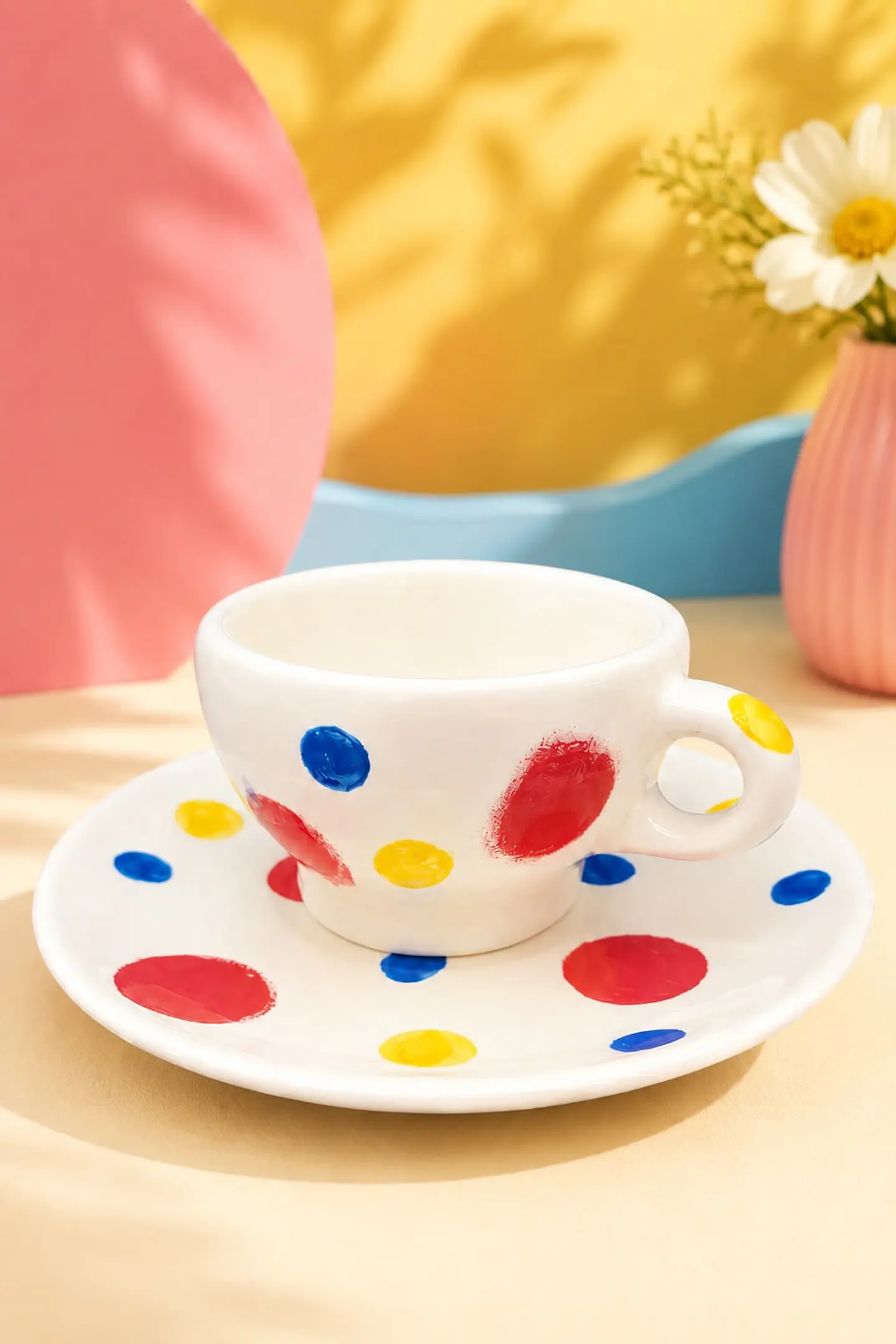 Set Plato y taza - Lunares Multicolor 3