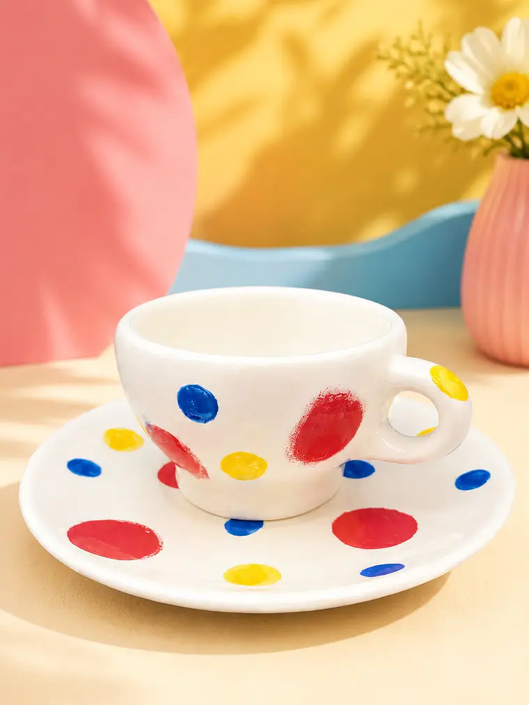 Set Plato y taza - Lunares Multicolor 3