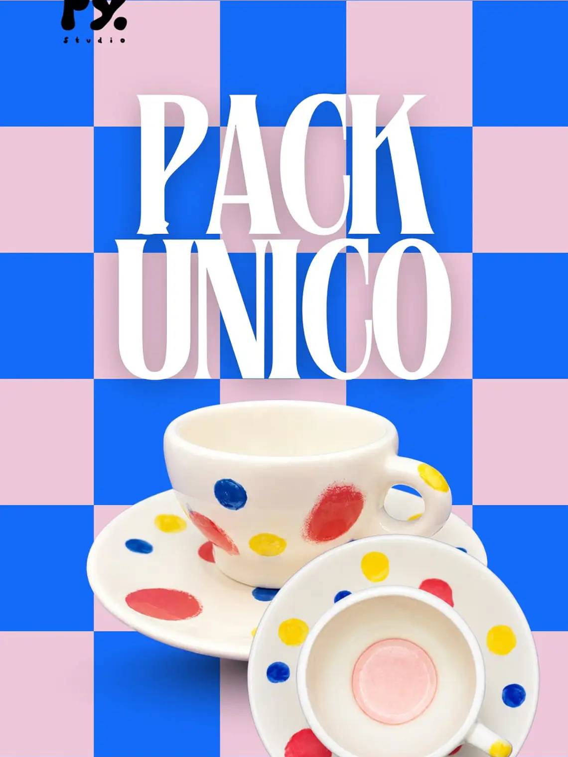 Set Plato y taza - Lunares Multicolor 4