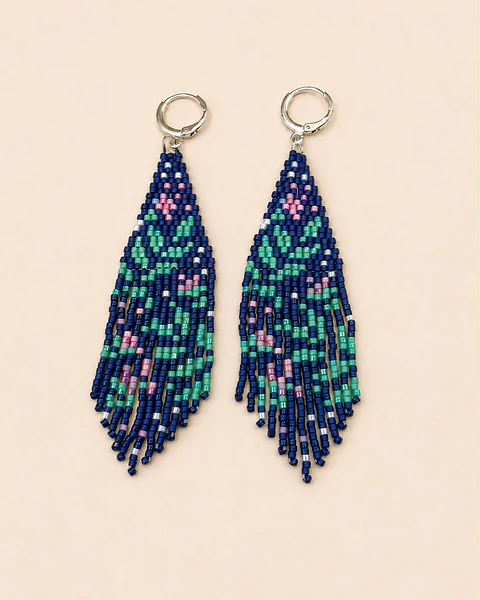 Aretes Flecos Miyuki — menta/rosa/morado
