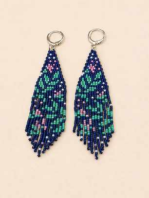 Aretes Flecos Miyuki — menta/rosa/morado