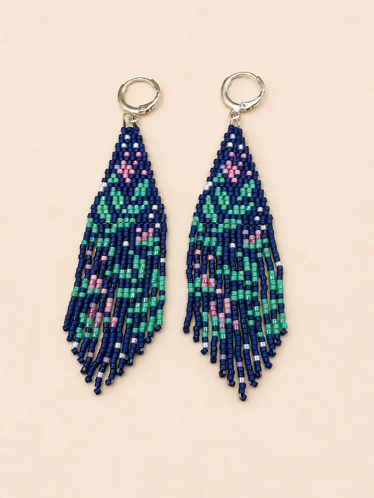 Aretes Flecos Miyuki — menta/rosa/morado 1