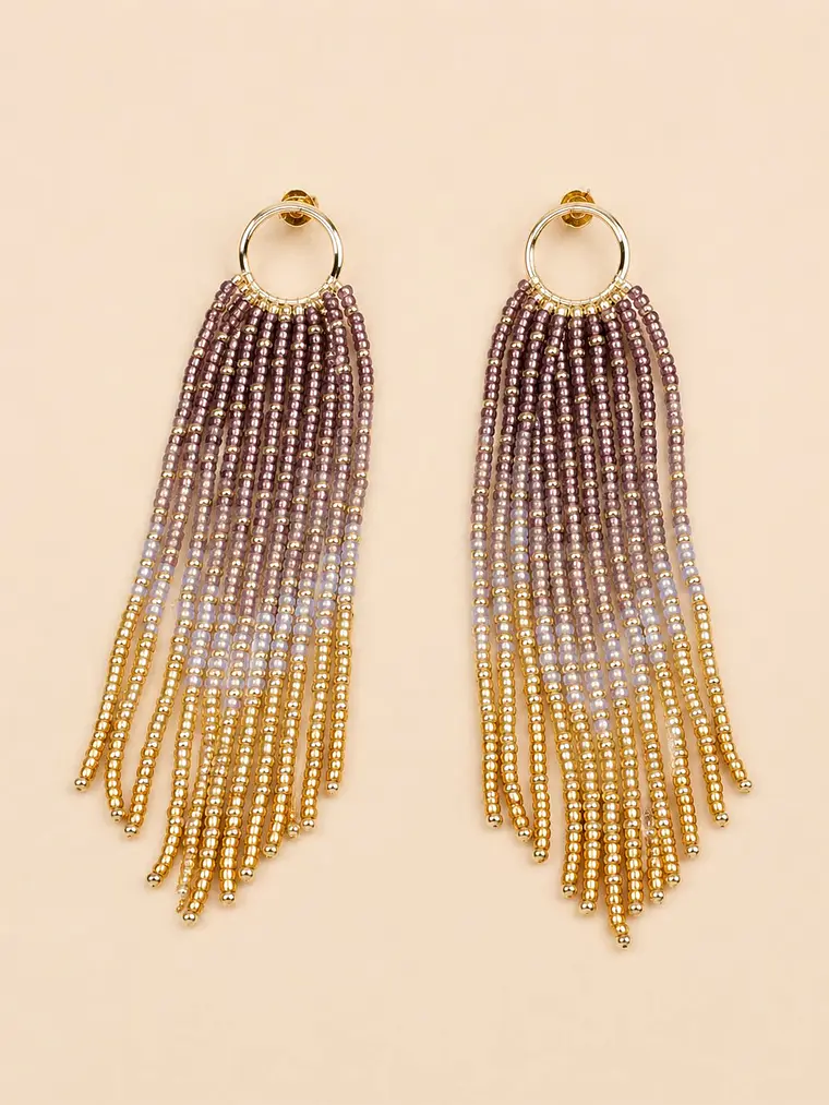 Aretes Flecos Degradé — Malva y Oro 1