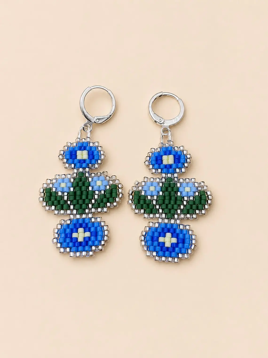 Aretes Flores Miyuki — Azul y Verde 1
