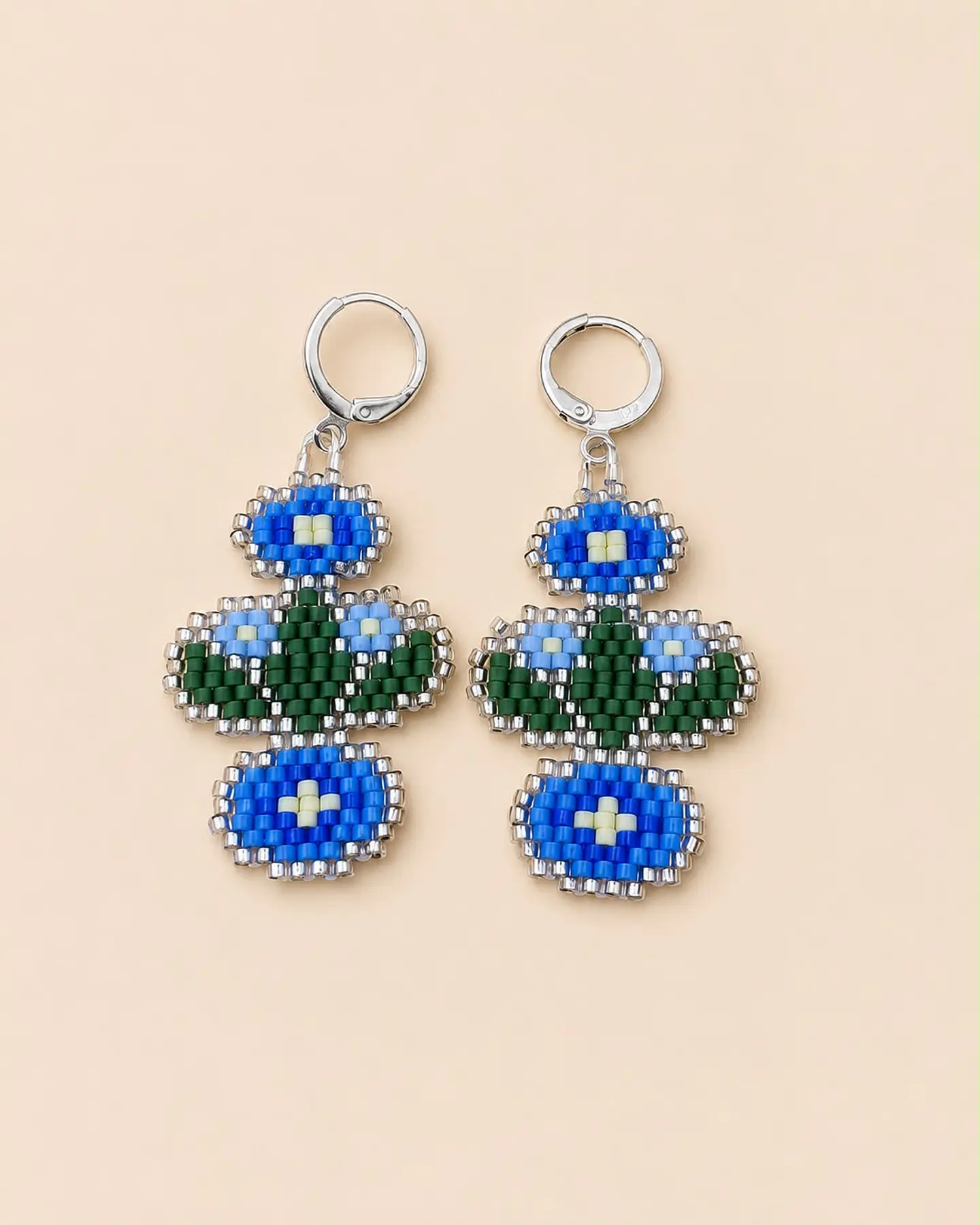 Aretes Flores Miyuki — Azul y Verde 1