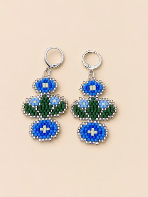 Aretes Flores Miyuki — Azul y Verde