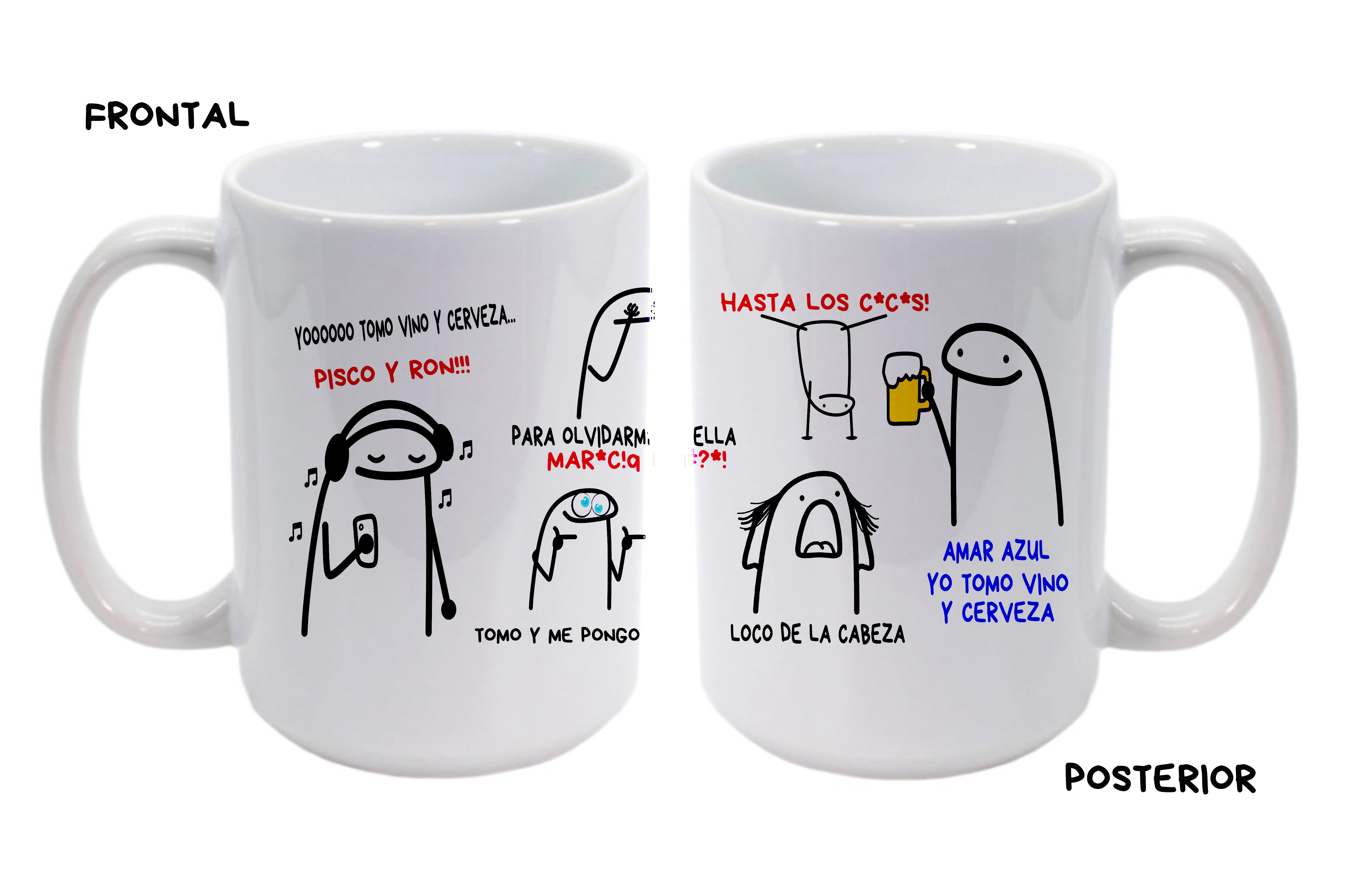 Tazón Amar Azul Yo Tomo Vino y Cerveza Flork 2