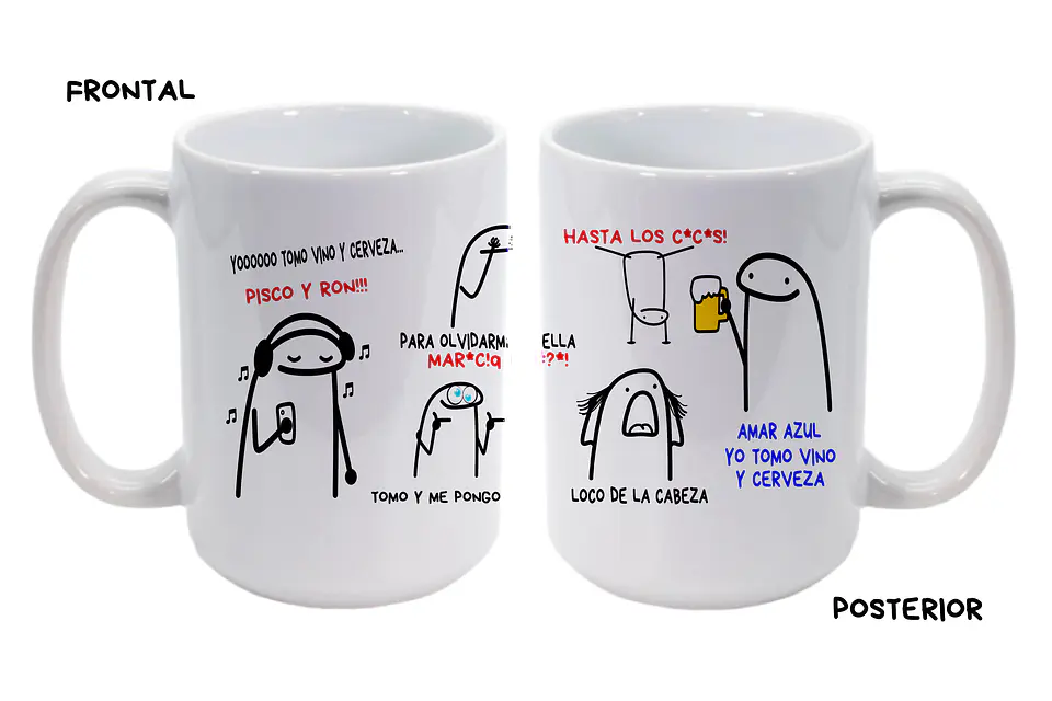Tazón Amar Azul Yo Tomo Vino y Cerveza Flork 2