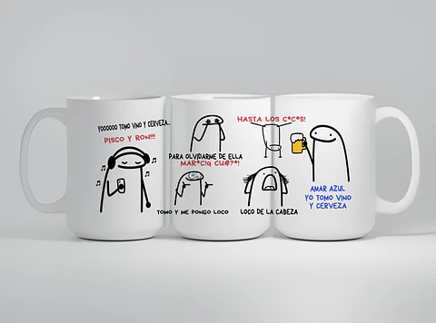 Tazón Amar Azul Yo Tomo Vino y Cerveza Flork