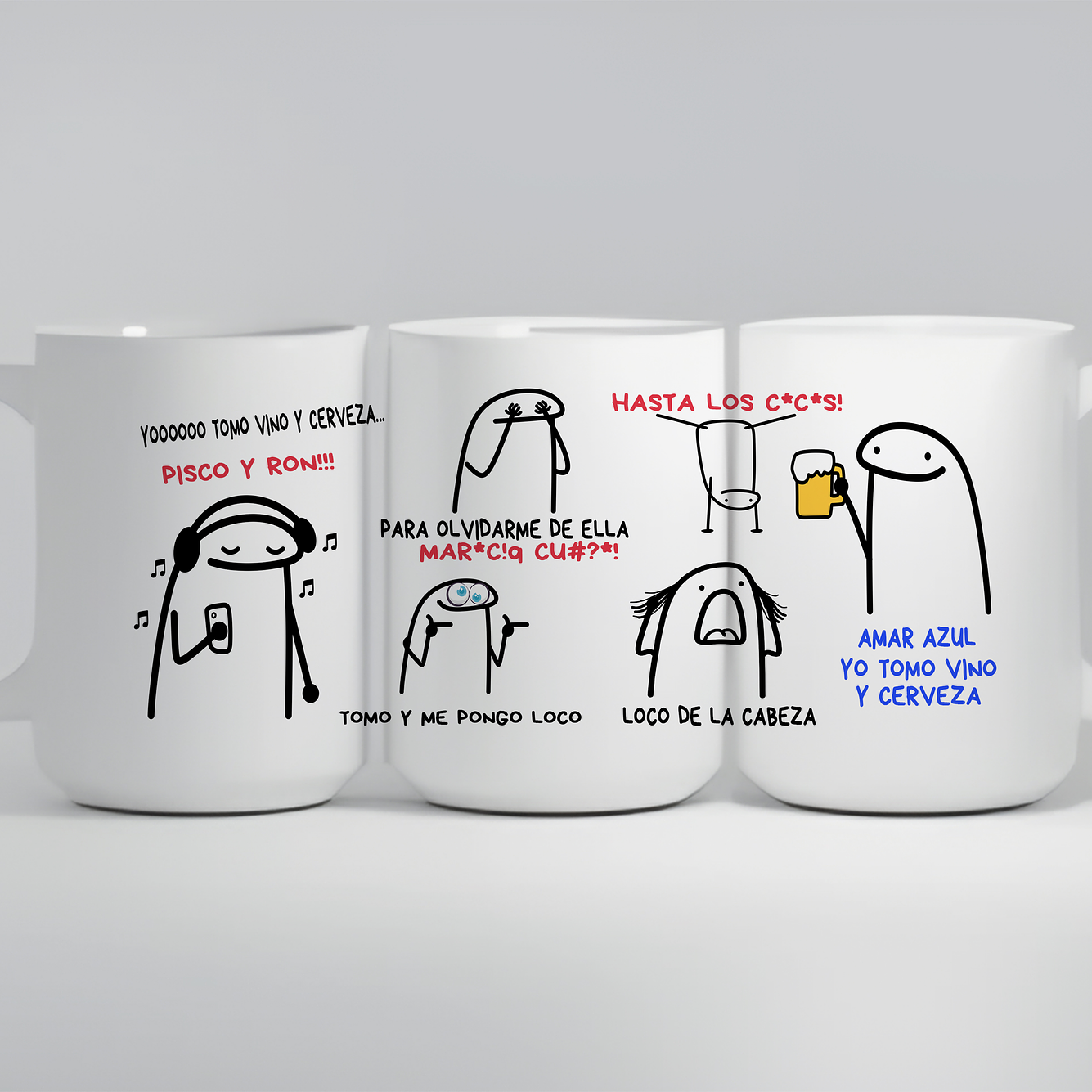 Tazón Amar Azul Yo Tomo Vino y Cerveza Flork 1