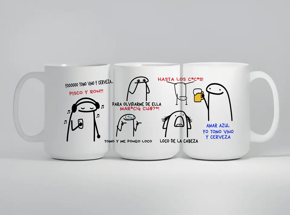 Tazón Amar Azul Yo Tomo Vino y Cerveza Flork 1