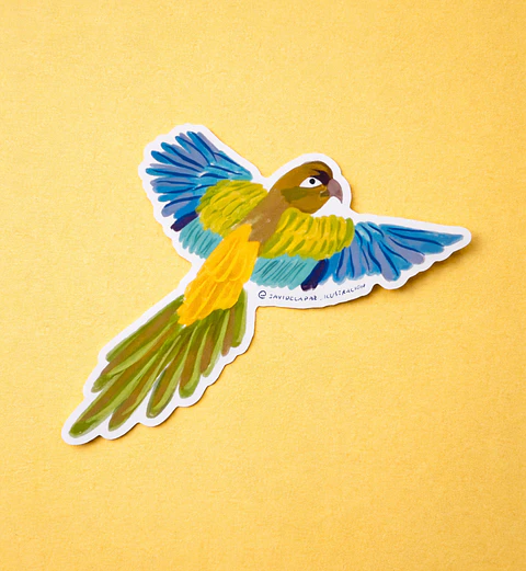 Sticker Loro Verde Azul