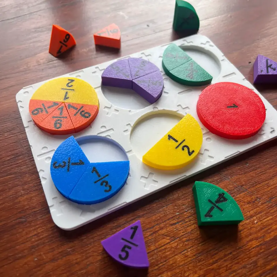 Puzzle montessori de fracciones 1