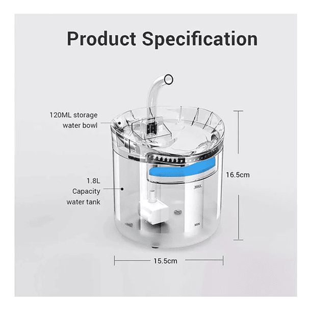 Bebedero Fuente De Agua De 1,8l Dispensador Gato Y Perro 5