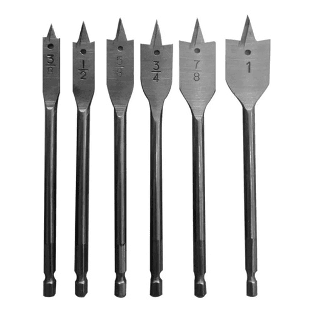 Juego De Brocas Paleta Mecha Plana Para Madera Set De 6pcs 1