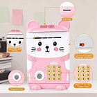 Alcancía Gato Ahorro Automática Contraseña Huella Y Sonido Color Rosa Animales 8