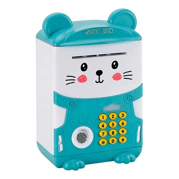 Alcancía Gato Ahorro Automática Contraseña Sonido Y Huella C Animales Gato Azul 1