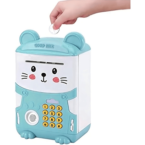 Alcancía Gato Ahorro Automática Contraseña Sonido Y Huella C Animales Gato Azul 5