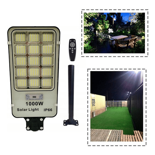 Foco Solar 1000 Watt Alumbrado Exterior Con Poste Y 420 Led 7