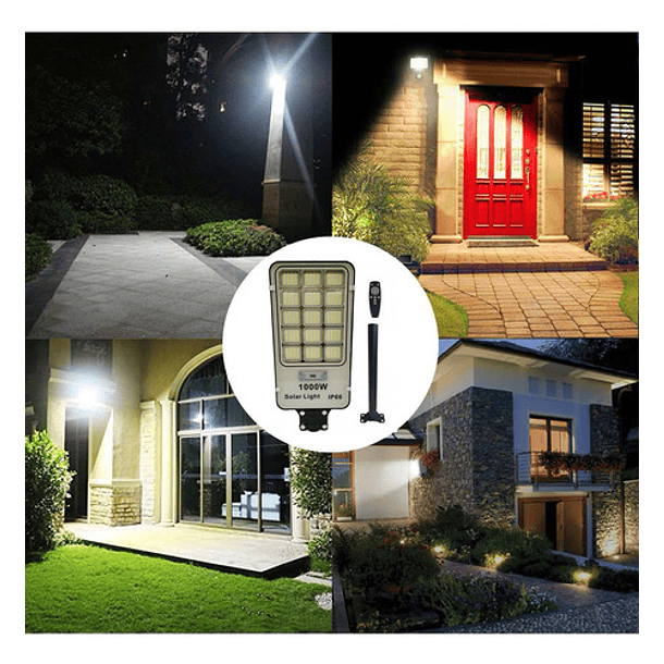 Foco Solar 1000 Watt Alumbrado Exterior Con Poste Y 420 Led 10