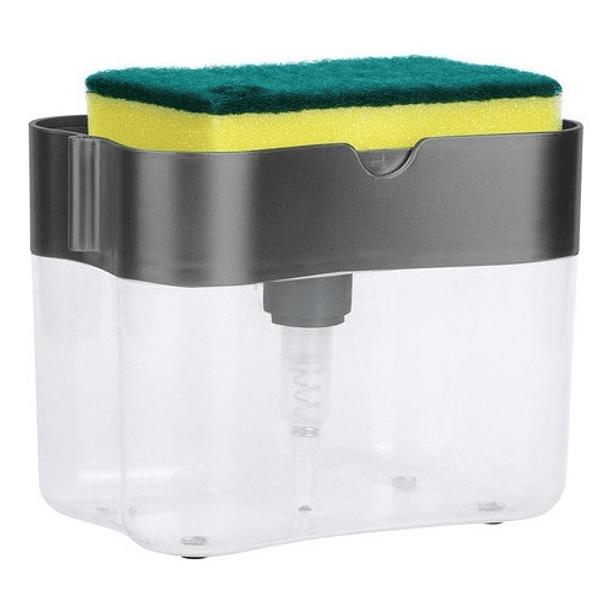 Dispensador Jabon Lavalozas Bomba Esponja Recipiente Gris 2