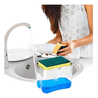 Dispensador Jabon Lavalozas Bomba Esponja Recipiente Gris 8