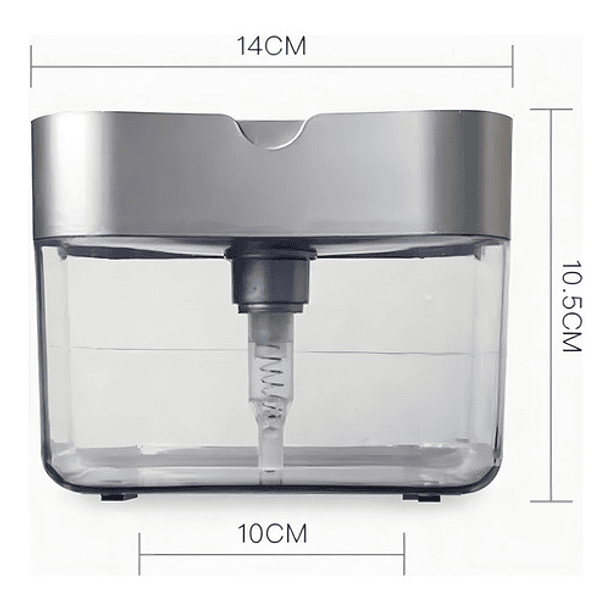 Dispensador Jabon Lavalozas Bomba Esponja Recipiente Gris 9