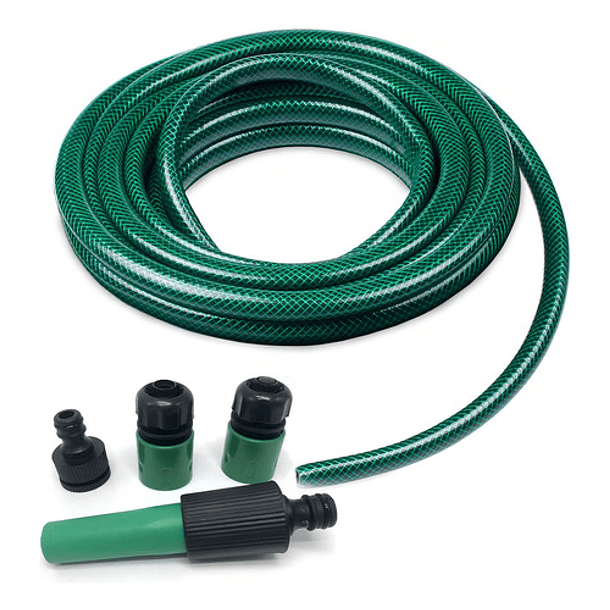Manguera De Riego Jardín Reforzada 1/2 PLG X 15mts + Acoples 1