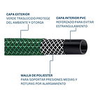 Manguera De Riego Jardín Reforzada 1/2 PLG X 15mts + Acoples 3