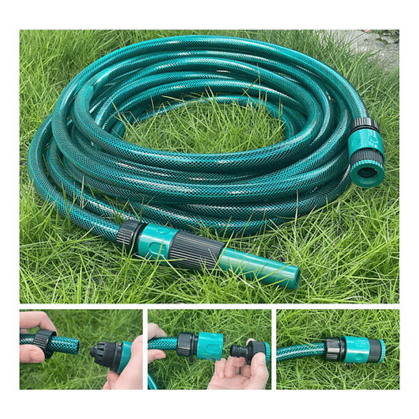 Manguera De Riego Jardín Reforzada 1/2 PLG X 15mts + Acoples 4